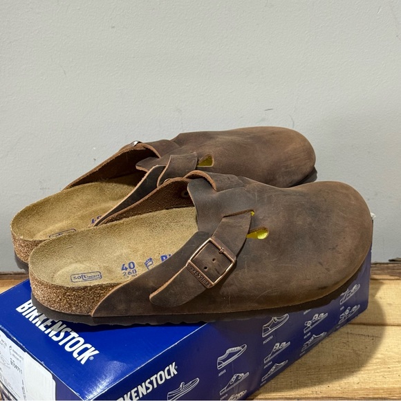 Birkenstock Boston Oiled Leather Brown Leather Clogs 40/9-9.5 Regular - Picture 6 of 14